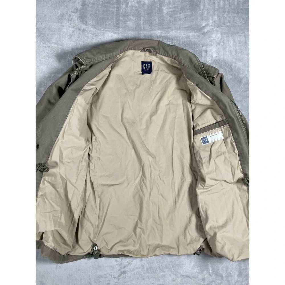 Y2K Vintage GAP Jacket Kids L Green Military Field Coat Utility